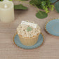 50 Pack 3.5" Gold Scalloped Rim Mini Dessert Plates in Dusty Blue, Disposable Round Paper Party Tapas Plates - 250 GSM