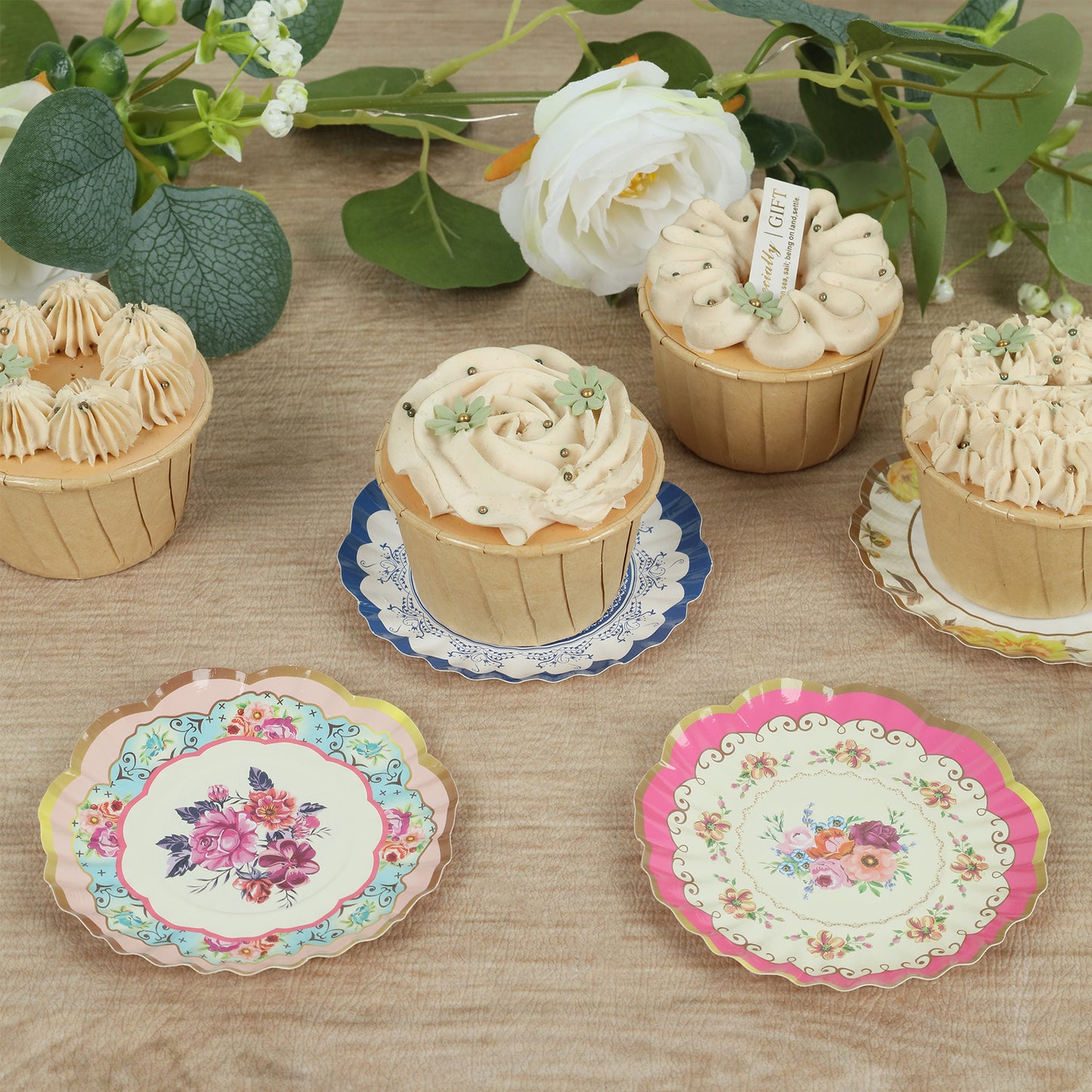 48 Pack Vintage Floral Mini Paper Plates - 3.5" Disposable Plates for Snacks, Dips