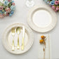 25 Pack | 10" Gold And White Porcelain Style Vintage Disposable Plates, Heavy Duty Paper Dinner Party Plates - 300gsm