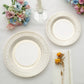25 Pack | 10" Gold And White Porcelain Style Vintage Disposable Plates, Heavy Duty Paper Dinner Party Plates - 300gsm