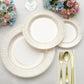 25 Pack | 10" Gold And White Porcelain Style Vintage Disposable Plates, Heavy Duty Paper Dinner Party Plates - 300gsm