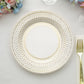 25 Pack | 10" Gold And White Porcelain Style Vintage Disposable Plates, Heavy Duty Paper Dinner Party Plates - 300gsm