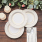 25 Pack | 8" Gold / White Vintage Porcelain Style Disposable Salad Plates, Heavy Duty Paper Party Plates - 300GSM