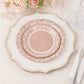 25 Pack Natural Burlap Print Paper Salad Plates with Floral Lace Rim, 7" Round Farmhouse Disposable Appetizer Dessert Plates