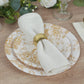 25 Pack 7" French Toile Disposable Salad Plates, White Gold Round Paper Appetizer Dessert Plates