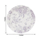25 Pack 7" French Toile Paper Salad Plates, Matte Lavender and White Round Disposable Dessert Appetizer Plates