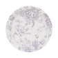 25 Pack 7" French Toile Paper Salad Plates, Matte Lavender and White Round Disposable Dessert Appetizer Plates