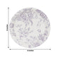 25 Pack 9" French Toile Paper Party Plates, Matte Lavender and White Round Disposable Dinner Plates