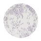 25 Pack 9" French Toile Paper Party Plates, Matte Lavender and White Round Disposable Dinner Plates