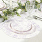 25 Pack 9" French Toile Paper Party Plates, Matte Lavender and White Round Disposable Dinner Plates