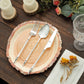 25 Pack | 10" Natural Rustic Wood Slice Disposable Party Plates, Farmhouse Style Paper Dinner Plates