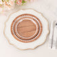 25 Pack White Brown Wood Grain Print Disposable Party Plates With Floral Lace Rim, 9" Round Paper Dinner Plates