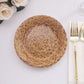 25 Pack Natural Paper Salad Plates With Woven Rattan Print, 7" Round Rustic Farmhouse Disposable Dessert Appetizer Plates - 300 GSM