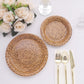 25 Pack Natural Disposable Party Plates With Woven Rattan Print, 9" Round Rustic Farmhouse Paper Dinner Plates - 300 GSM