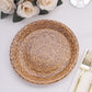 25 Pack Natural Disposable Party Plates With Woven Rattan Print, 9" Round Rustic Farmhouse Paper Dinner Plates - 300 GSM