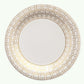 25 Pack White Disposable Party Plates With Gold Basketweave Pattern Rim, 9" Round Dinner Paper Plates
