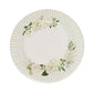25 Pack White Sage Green Party Paper Plates with Floral Lined Rim, Disposable Dinner Plates - 10"