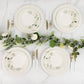 25 Pack White Sage Green Salad Paper Plates with Floral Lined Rim, Disposable Appetizer Dessert Plates - 8"