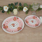 25 Pack Dusty Rose Round Floral Paper Salad Plates, Disposable Tea Party Appetizer Dessert Plates with Rose Flowers Print - 7"