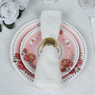 Elegant Dusty Rose Floral Paper Dessert Plates