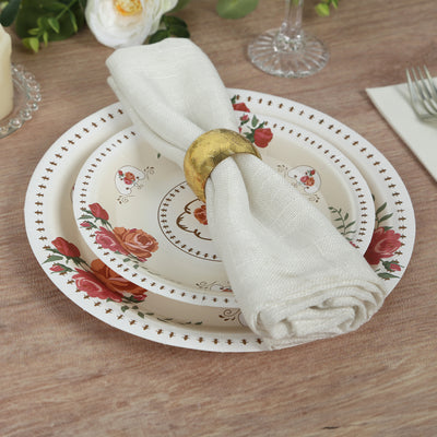 Elegant Ivory Floral Paper Dessert Plates