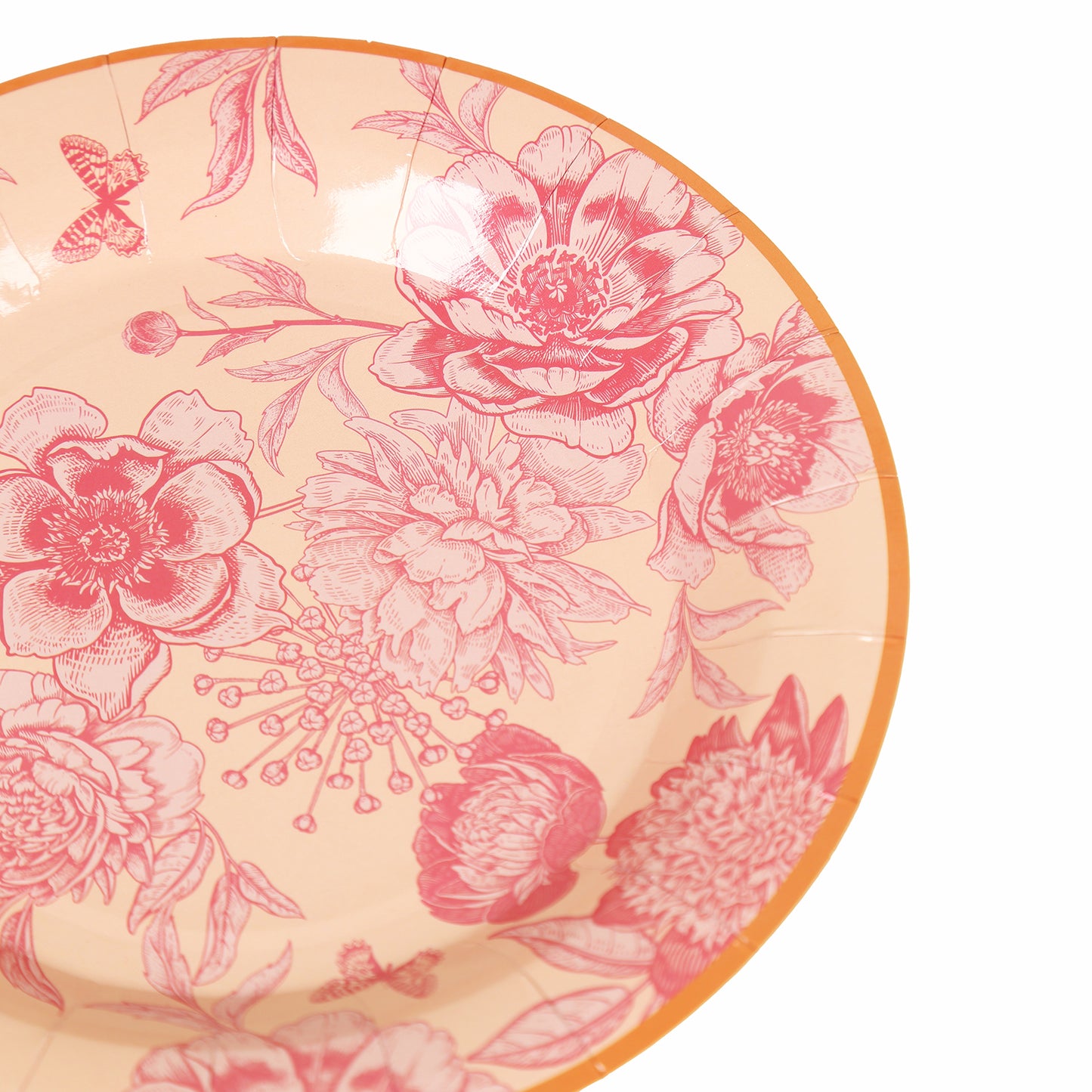 50 Pcs Dusty Rose Spring Floral Disposable Plates with Gold Rim, Heavy Duty Round Dinner and Dessert Paper Plates - 7",9"
