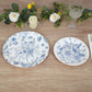 50 Pcs White Blue Vintage Floral Disposable Plates with French Toile Pattern, Round Dinner and Dessert Paper Plates - 7",9"
