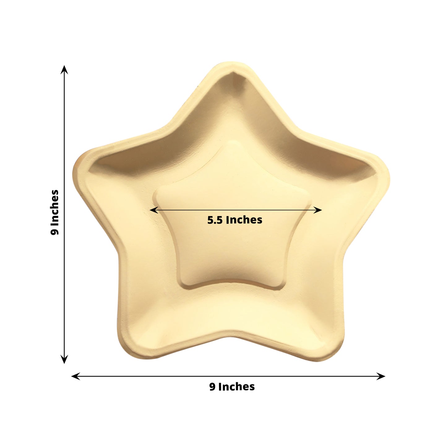 25 Pack Matte Gold Star Shaped Eco Friendly Party Plates, 9" Paper Dinner Plates - 300GSM