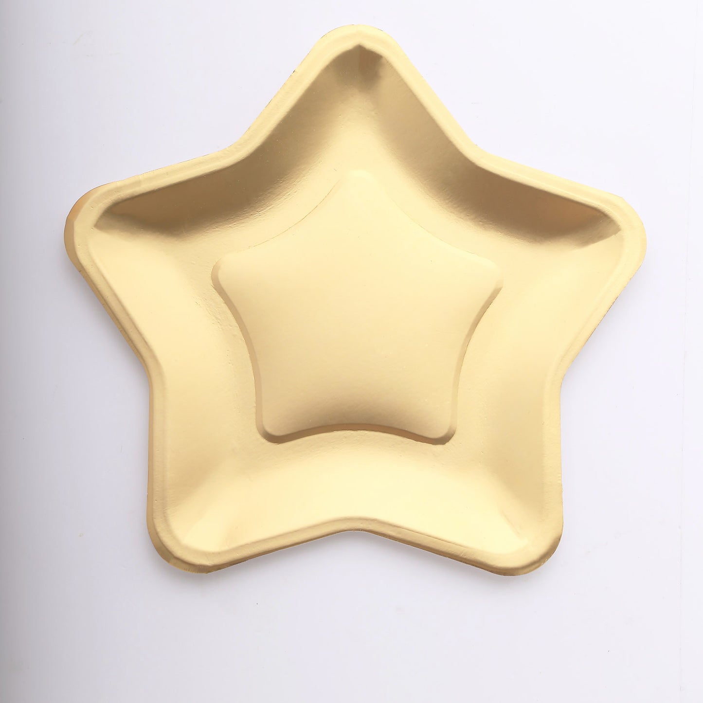 25 Pack Matte Gold Star Shaped Eco Friendly Party Plates, 9" Paper Dinner Plates - 300GSM