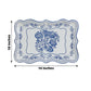 10-Pack Paper 14"x10" Rectangle Serving Trays White Royal Blue Damask Floral Pattern - Heavy Duty Disposable 400GSM Cardboard Party Platters for Weddings & Parties