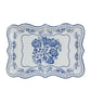 10-Pack Paper 14"x10" Rectangle Serving Trays White Royal Blue Damask Floral Pattern - Heavy Duty Disposable 400GSM Cardboard Party Platters for Weddings & Parties