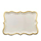 400 GSM White Rectangle Paper Platters With Gold Rim In Pack Of 10#whtbkgd