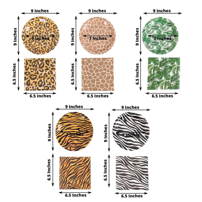 60 Pcs Animal Safari Print Disposable Dinnerware Set, Jungle Theme Paper Plates and Napkins Party Supplies - Serves 30