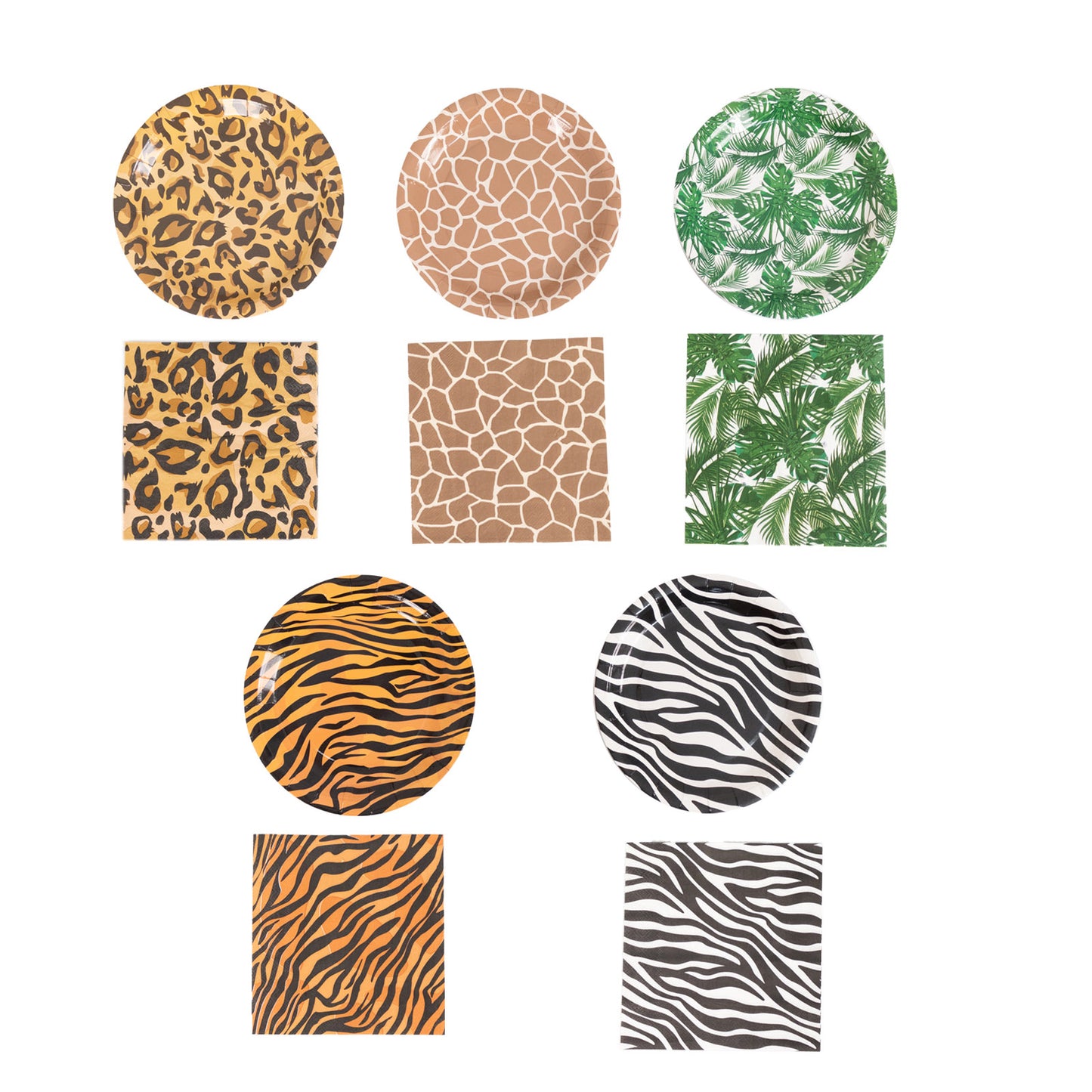 60 Pcs Animal Safari Print Disposable Dinnerware Set, Jungle Theme Paper Plates and Napkins Party Supplies - Serves 30