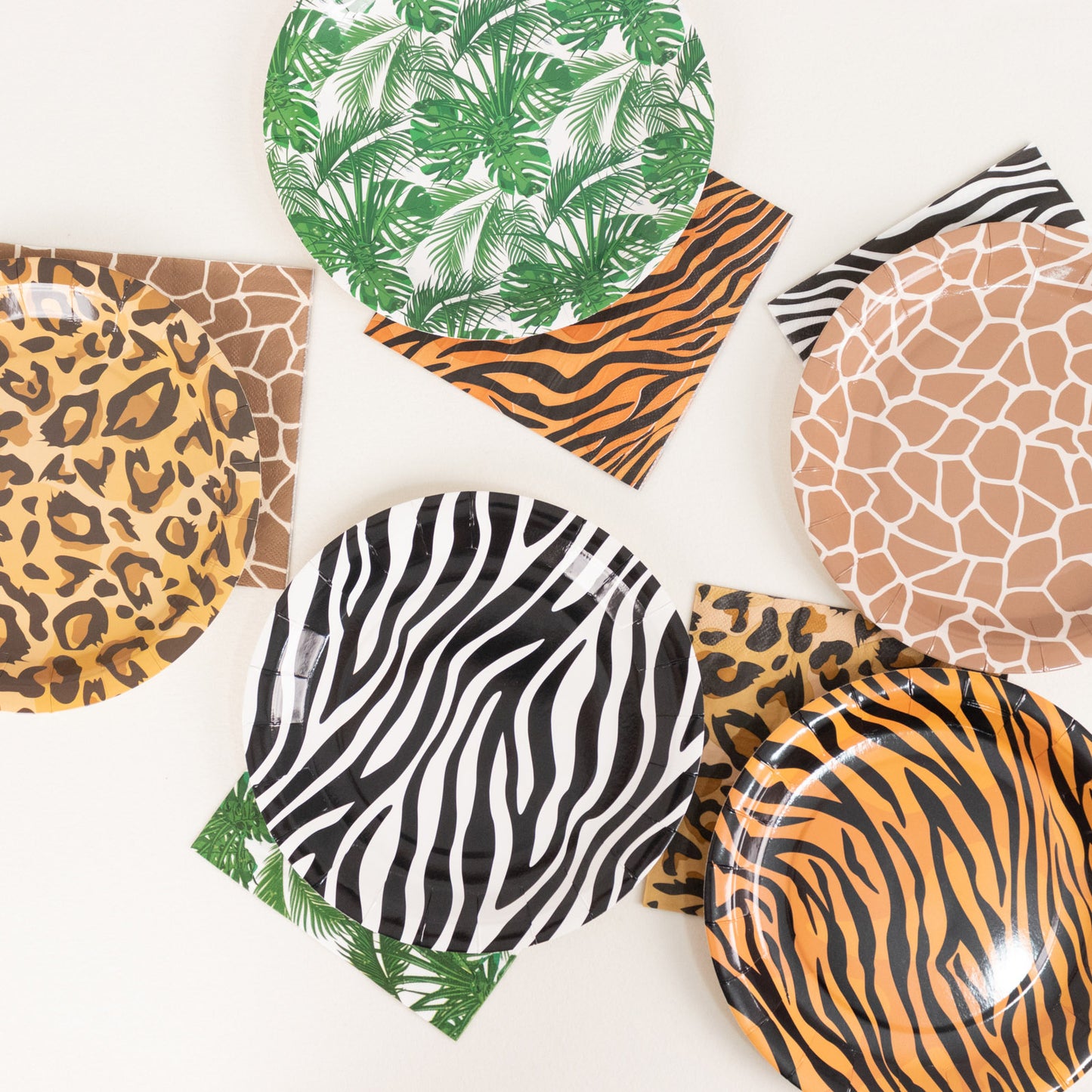 60 Pcs Animal Safari Print Disposable Dinnerware Set, Jungle Theme Paper Plates and Napkins Party Supplies - Serves 30