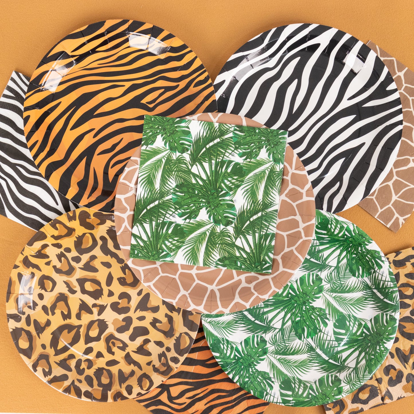 60 Pcs Animal Safari Print Disposable Dinnerware Set, Jungle Theme Paper Plates and Napkins Party Supplies - Serves 30