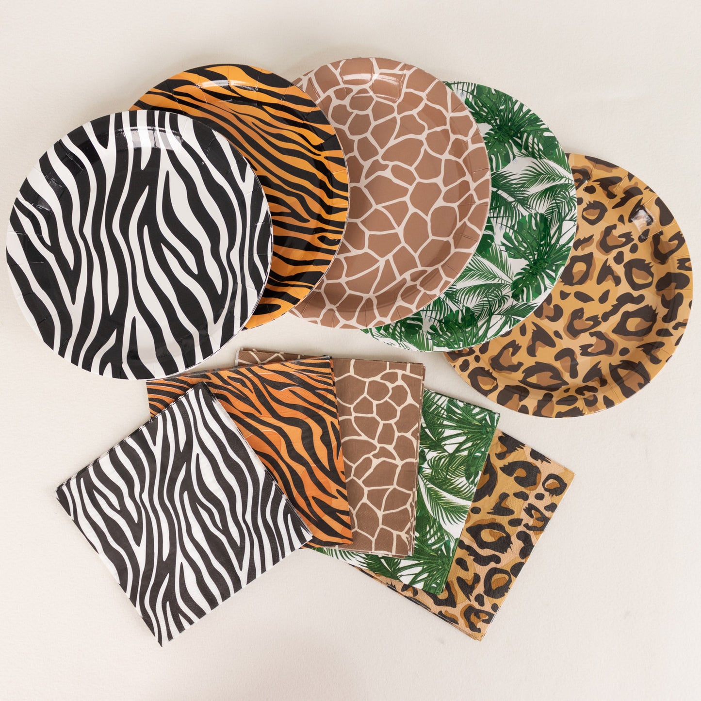 60 Pcs Animal Safari Print Disposable Dinnerware Set, Jungle Theme Paper Plates and Napkins Party Supplies - Serves 30