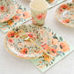 72 Pcs Sage Green Disposable Tableware Set With Pink Floral Print, Paper Plates Cups Napkins Dinnerware Combo Pack