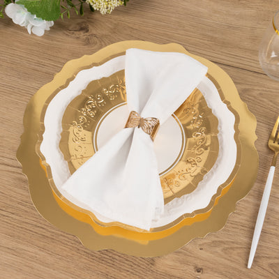 Beautiful White Gold Embossed Paper Plates Set