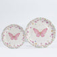 96 Pcs White Pink Butterfly Print Party Supplies, Paper Plates Cups Napkins Disposable Dinnerware Set