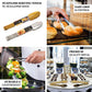 Gold metal kitchen tongs with scalloped edge for easy grip and control.