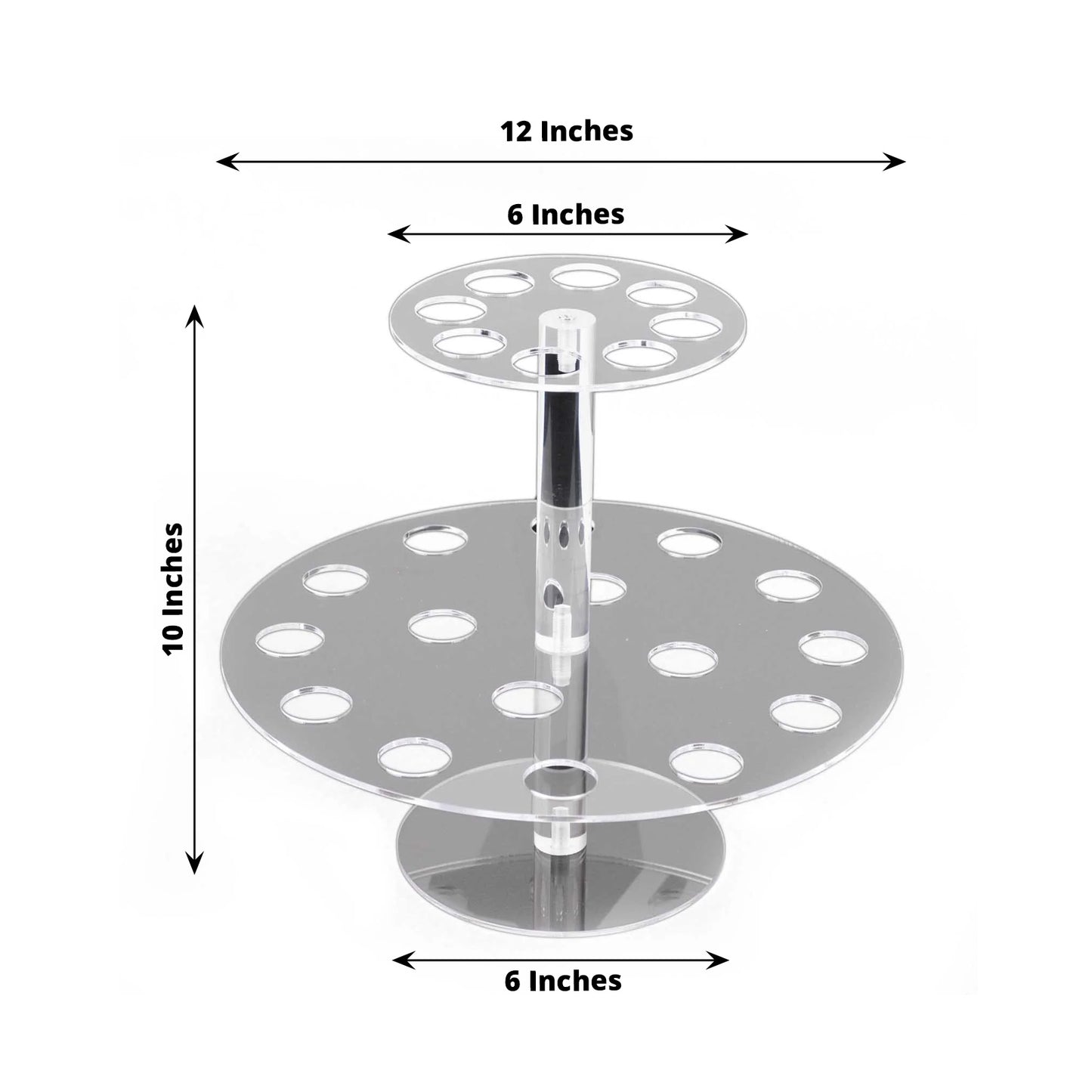 2 Tier 24-Slot Clear Acrylic Waffle Cone Holder Food Display Stand, 12" Round Ice Cream Cone Holder