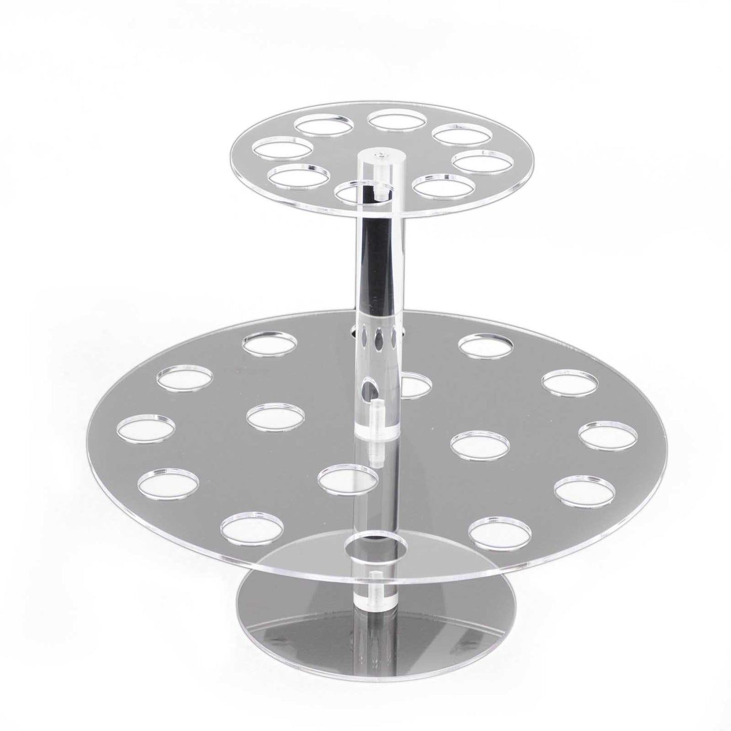 2 Tier 24-Slot Clear Acrylic Waffle Cone Holder Food Display Stand, 12" Round Ice Cream Cone Holder