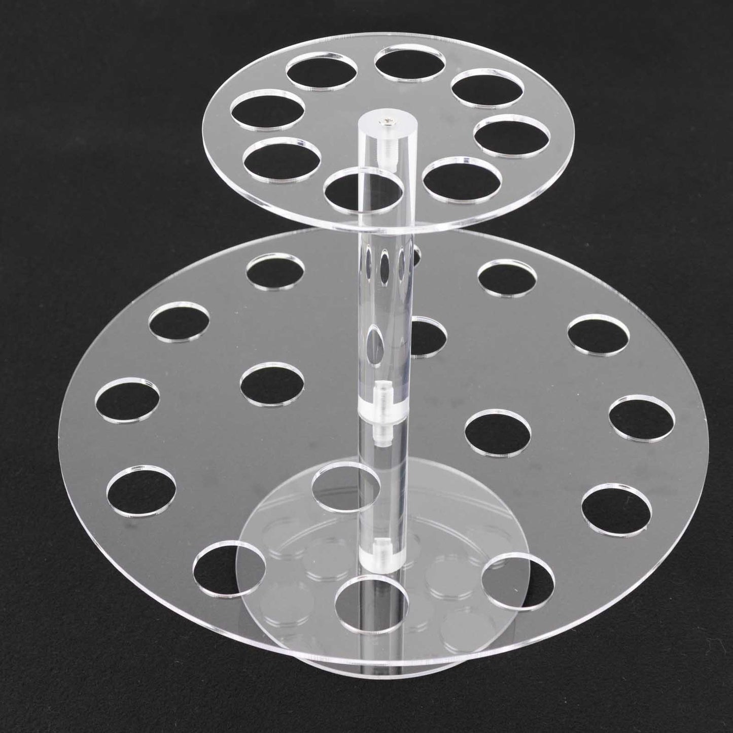 2 Tier 24-Slot Clear Acrylic Waffle Cone Holder Food Display Stand, 12" Round Ice Cream Cone Holder