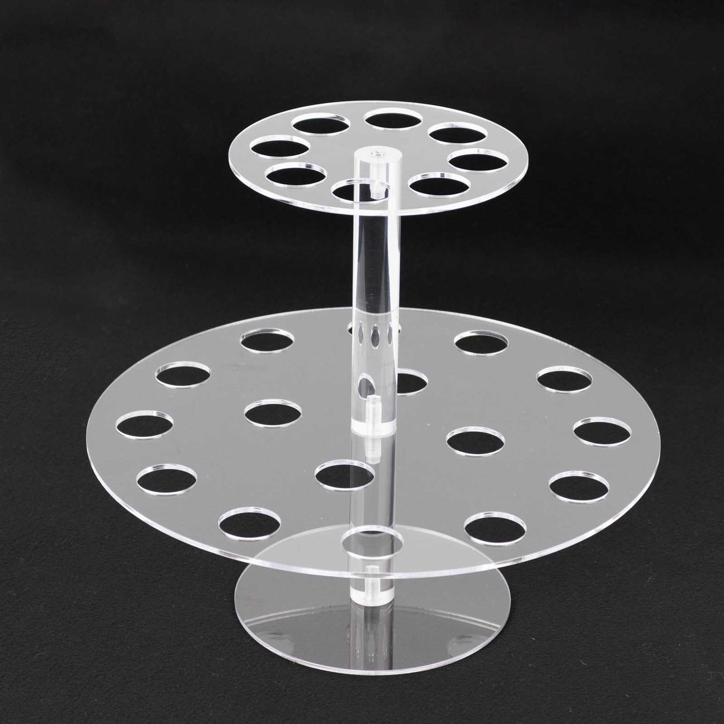 2 Tier 24-Slot Clear Acrylic Waffle Cone Holder Food Display Stand, 12" Round Ice Cream Cone Holder