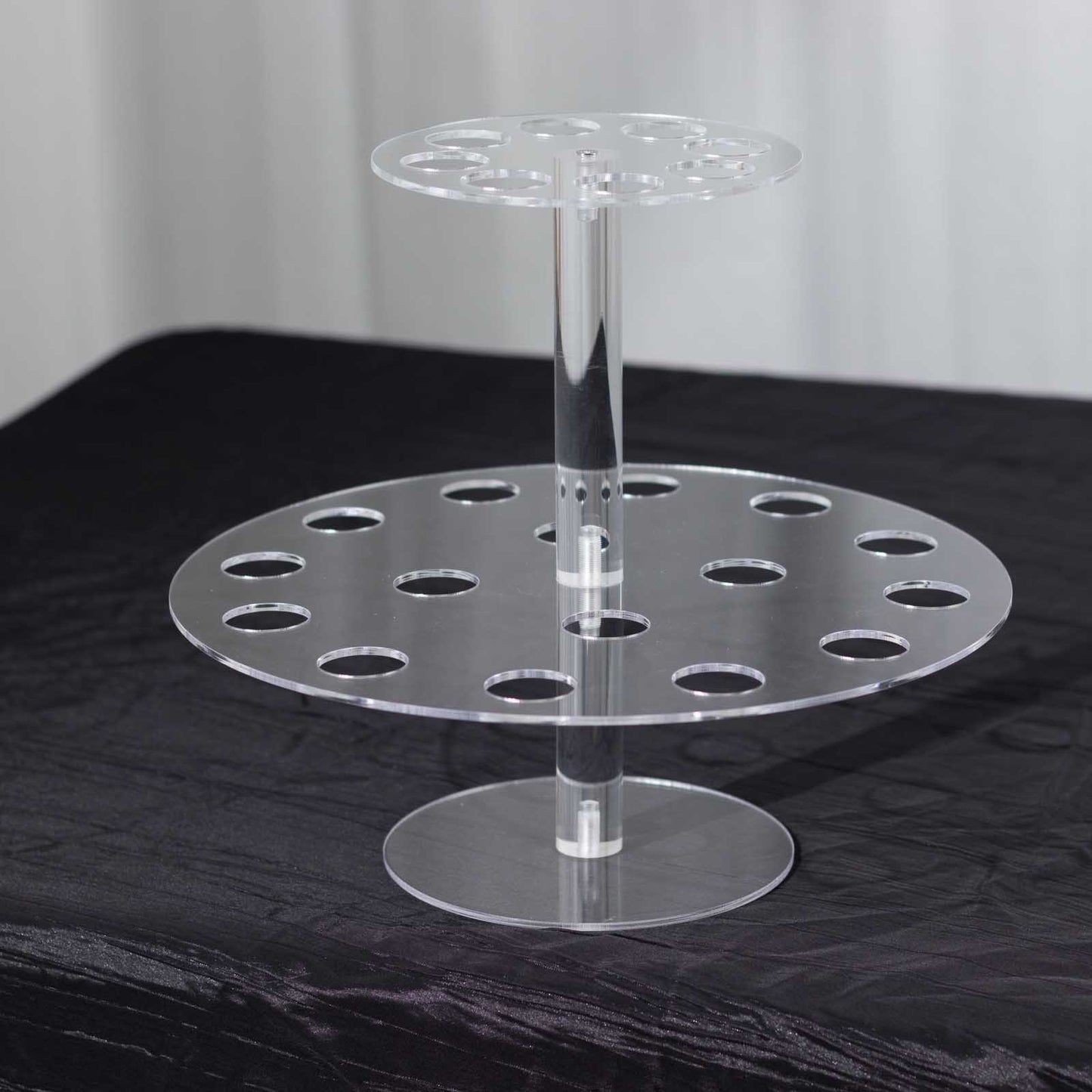 2 Tier 24-Slot Clear Acrylic Waffle Cone Holder Food Display Stand, 12" Round Ice Cream Cone Holder