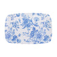 10 Pack French Toile Plastic Rectangle Serving Trays, 12"L x 7"W Blue & White Floral Party Platters