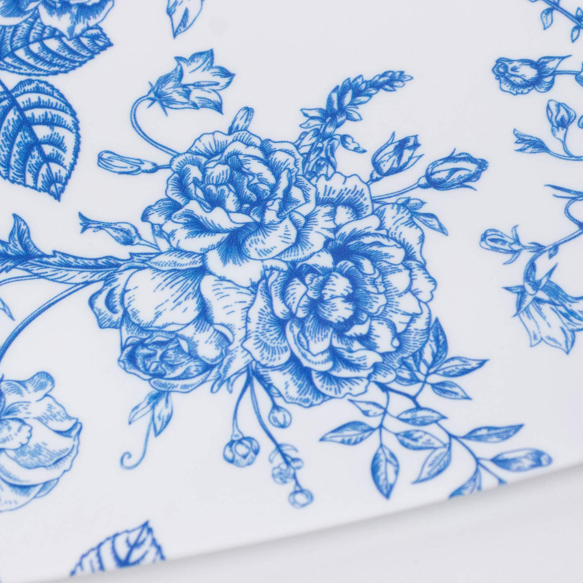 10 Pack French Toile Plastic Rectangle Serving Trays, 12"L x 7"W Blue & White Floral Party Platters