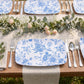 10 Pack French Toile Plastic Rectangle Serving Trays, 12"L x 7"W Blue & White Floral Party Platters