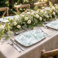 10 Pack French Toile Plastic Rectangle Serving Trays, 12"L x 7"W Sage Green & White Floral Party Pla